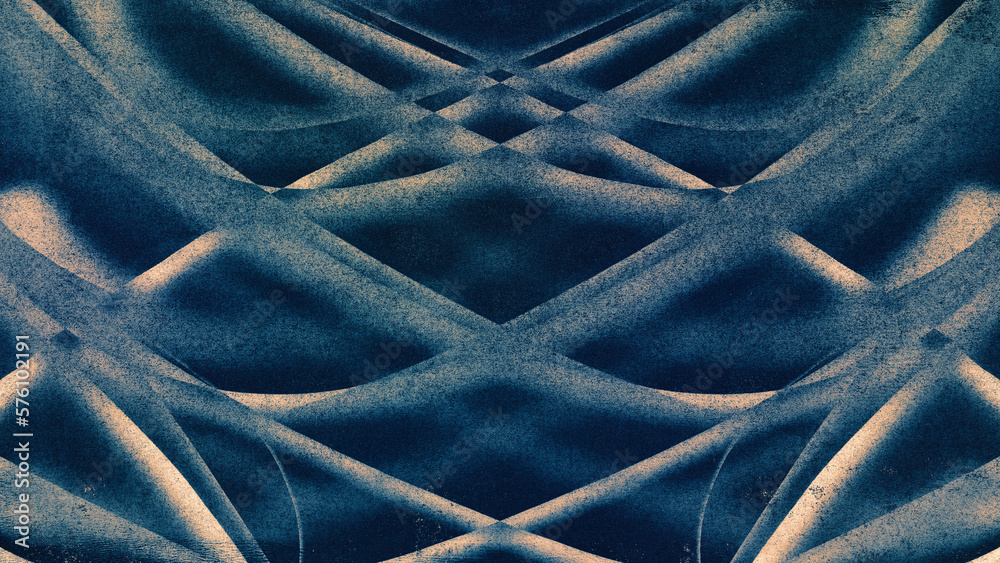 Abstract retro background with symmetrical curvaceous forms in muted