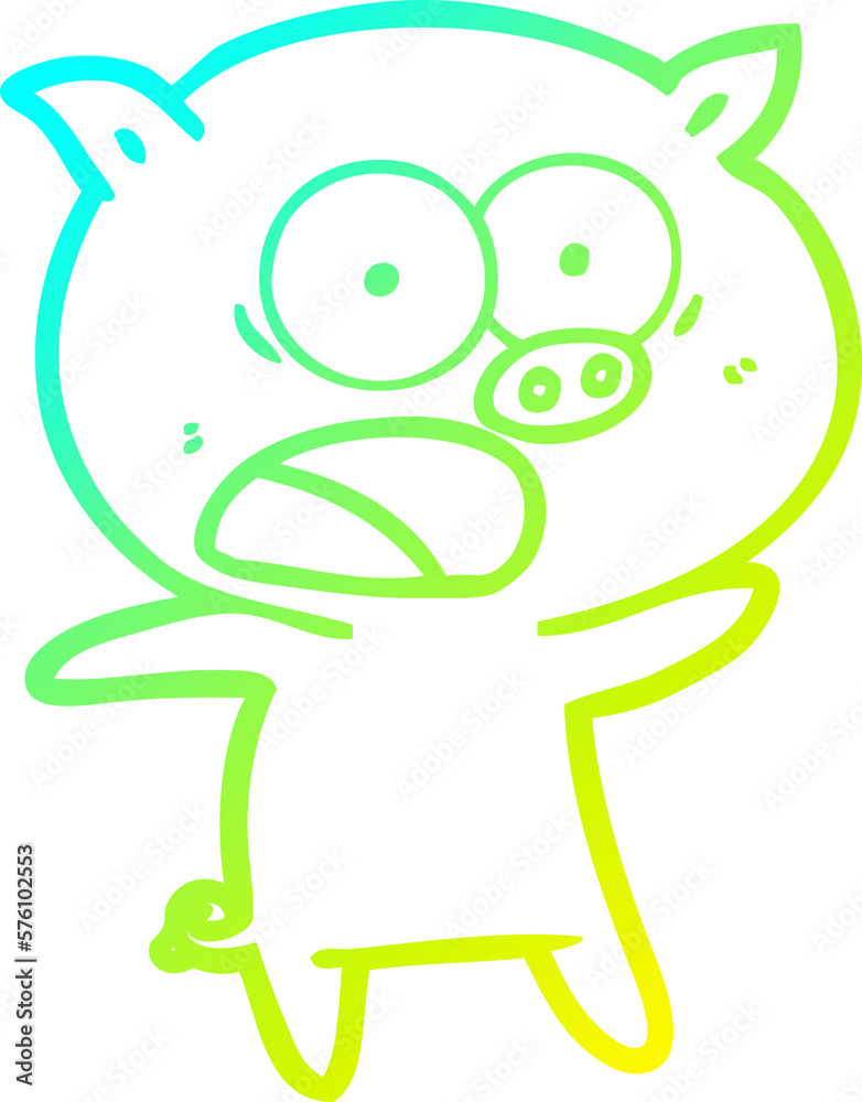 cold gradient line drawing cartoon pig shouting cold gradient line drawing cartoon pig shouting