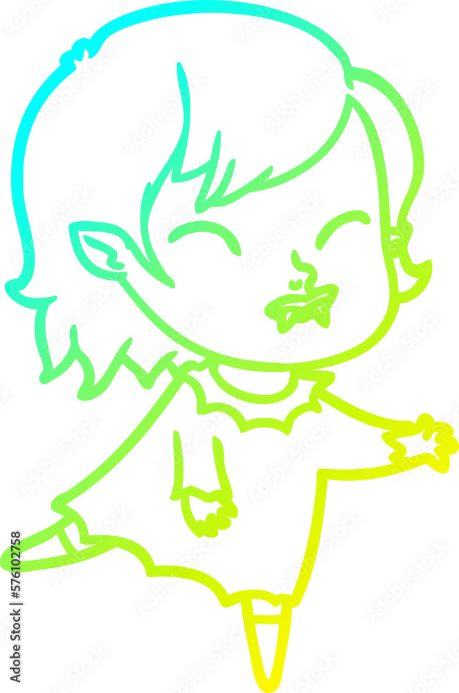 cold gradient line drawing cartoon vampire girl with blood on cheek cold gradient line drawing cartoon vampire girl with blood on cheek