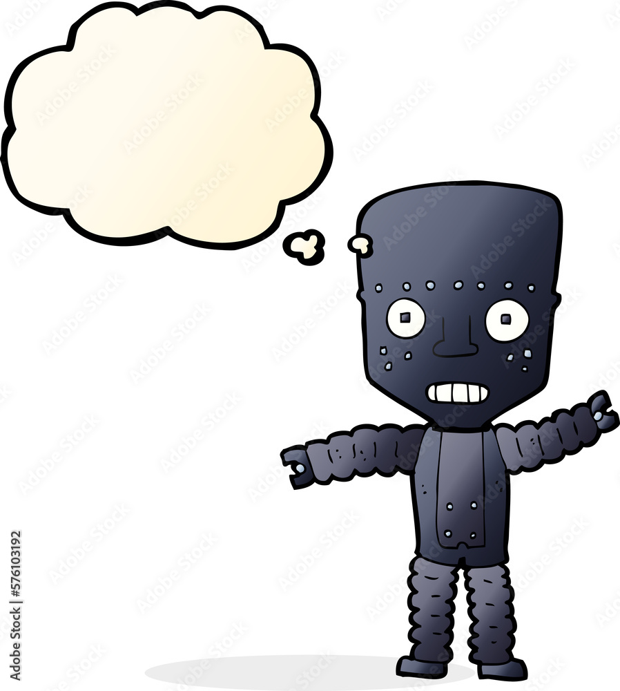 cartoon robot with thought bubble cartoon robot with thought bubble