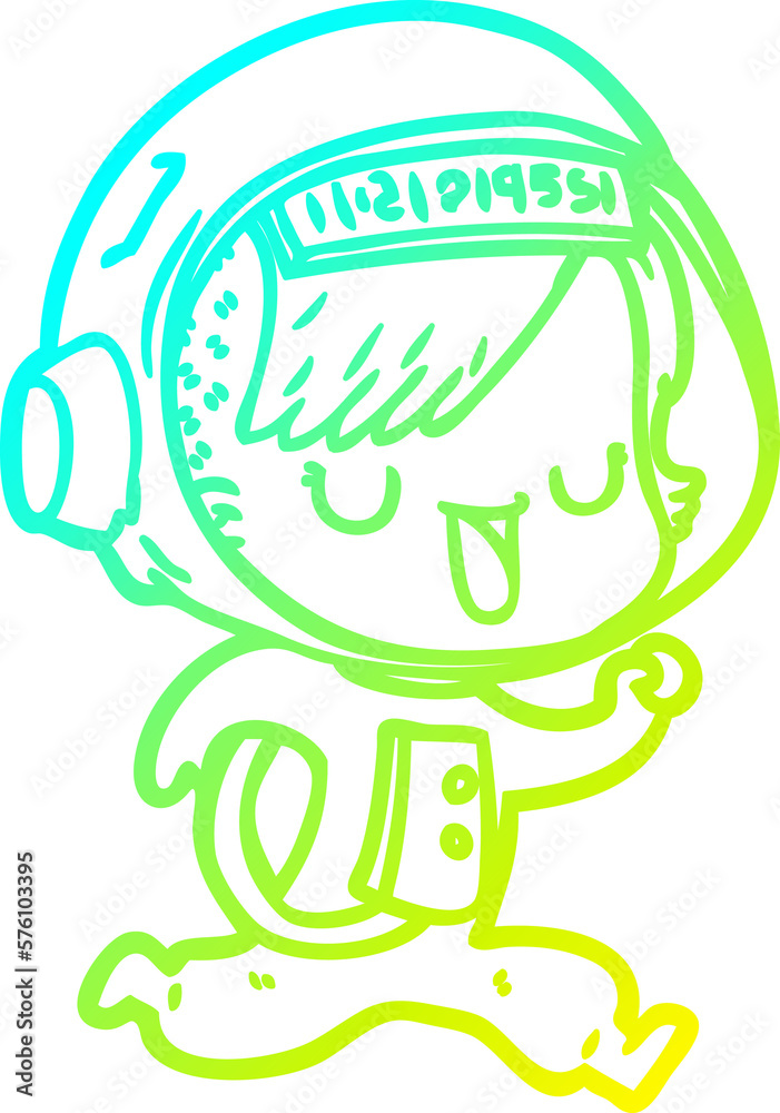 cold gradient line drawing cartoon astronaut woman cold gradient line drawing cartoon astronaut woman