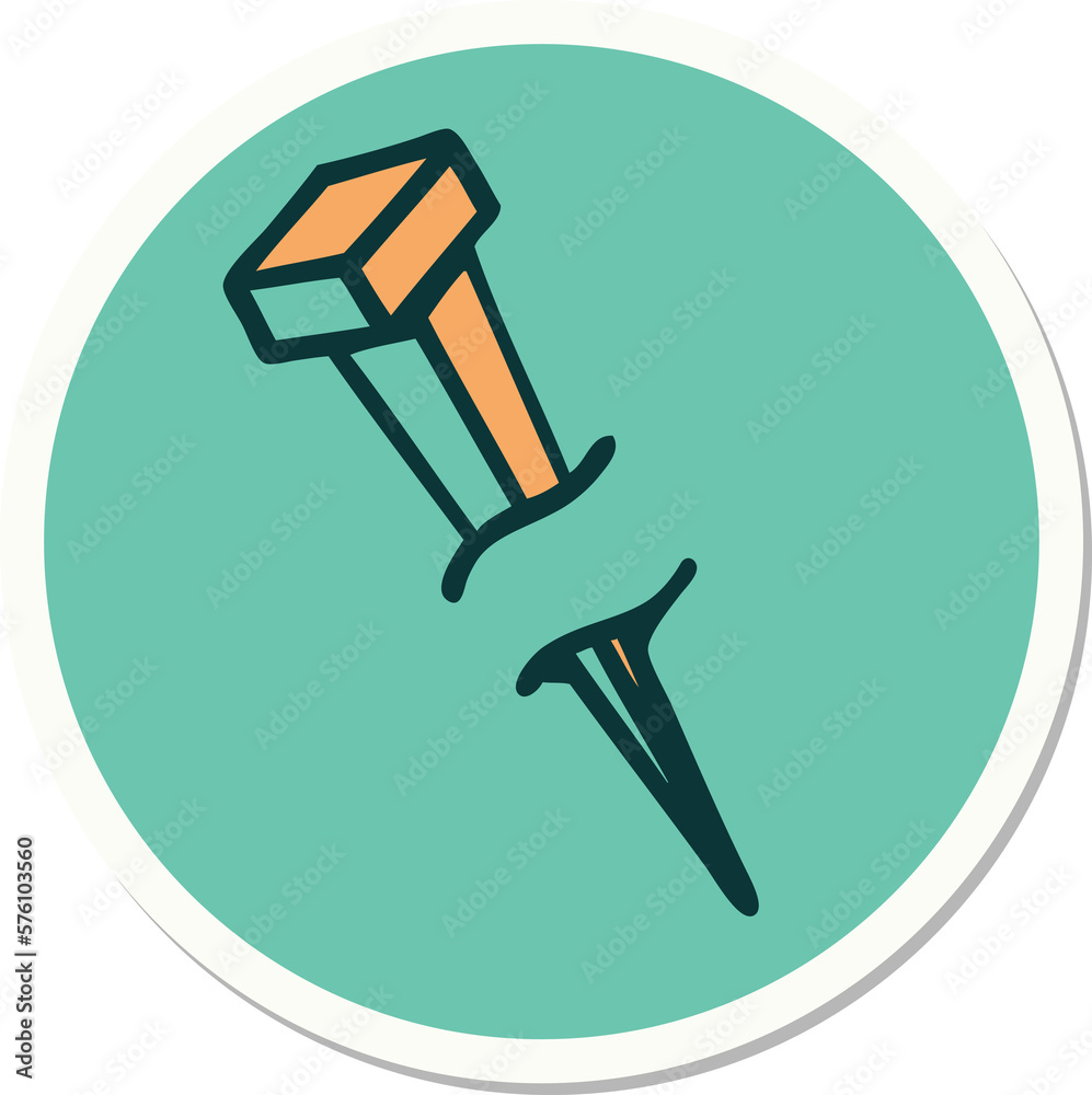 Obraz premium tattoo style sticker of iron nail
