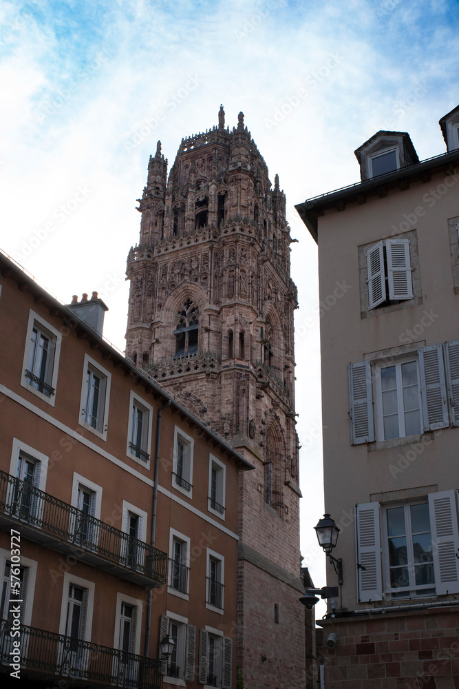 Exterior architecture of Rodez cathedral in France