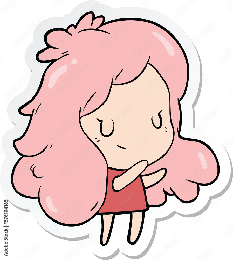 sticker of a cartoon girl sticker of a cartoon girl