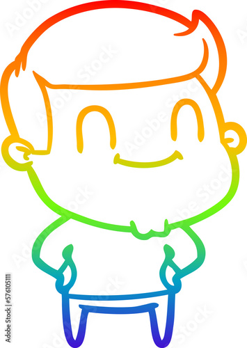 rainbow gradient line drawing cartoon happy man