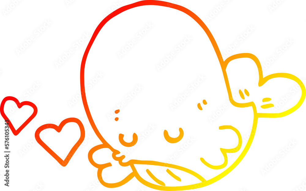 warm gradient line drawing cartoon whale in love