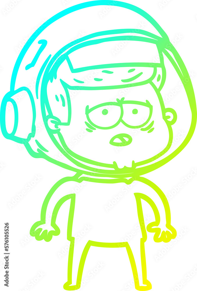 cold gradient line drawing cartoon tired astronaut cold gradient line drawing cartoon tired astronaut