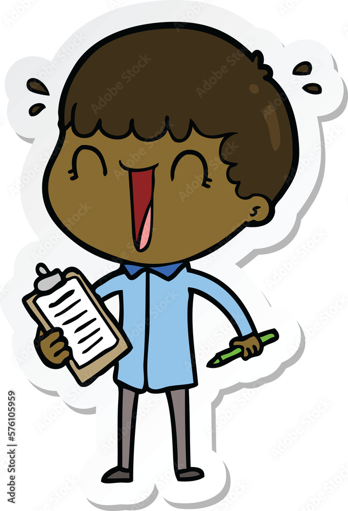 sticker of a laughing cartoon man sticker of a laughing cartoon man
