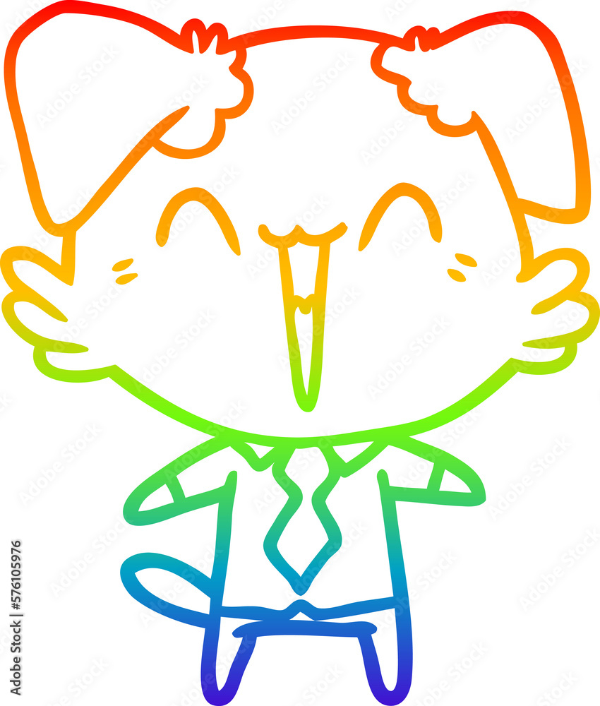rainbow gradient line drawing happy office dog cartoon rainbow gradient line drawing happy office dog cartoon