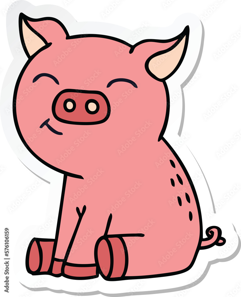 sticker of a quirky hand drawn cartoon pig sticker of a quirky hand drawn cartoon pig