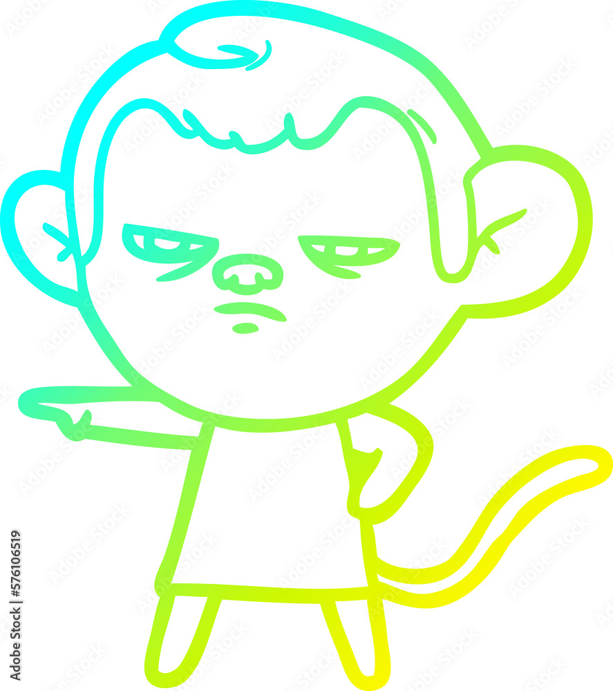 cold gradient line drawing cartoon monkey cold gradient line drawing cartoon monkey