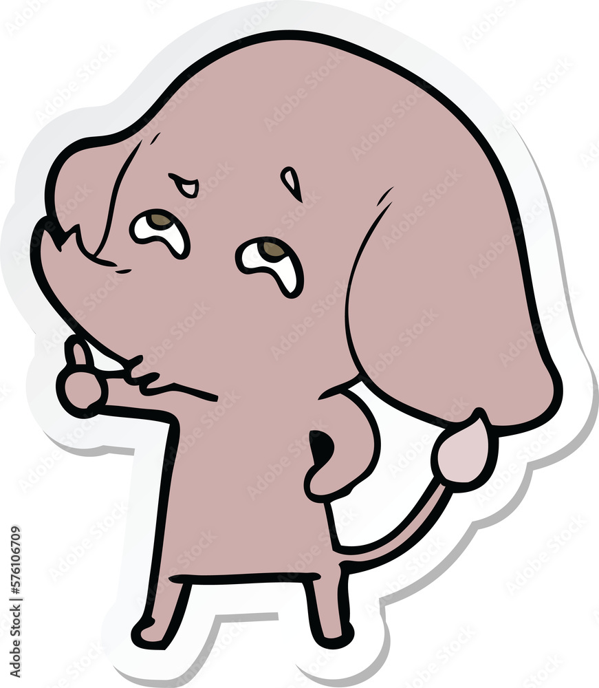 sticker of a cartoon elephant remembering sticker of a cartoon elephant remembering