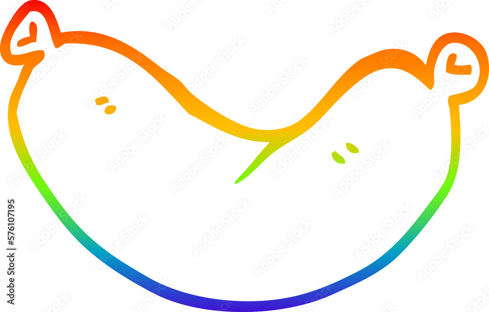 rainbow gradient line drawing cartoon sausage