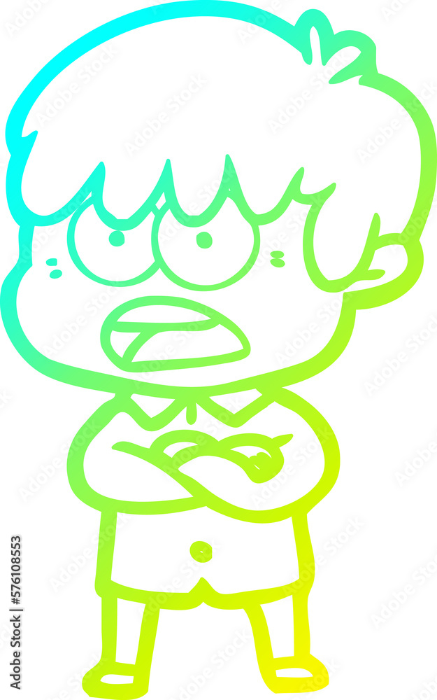 cold gradient line drawing worried cartoon boy cold gradient line drawing worried cartoon boy