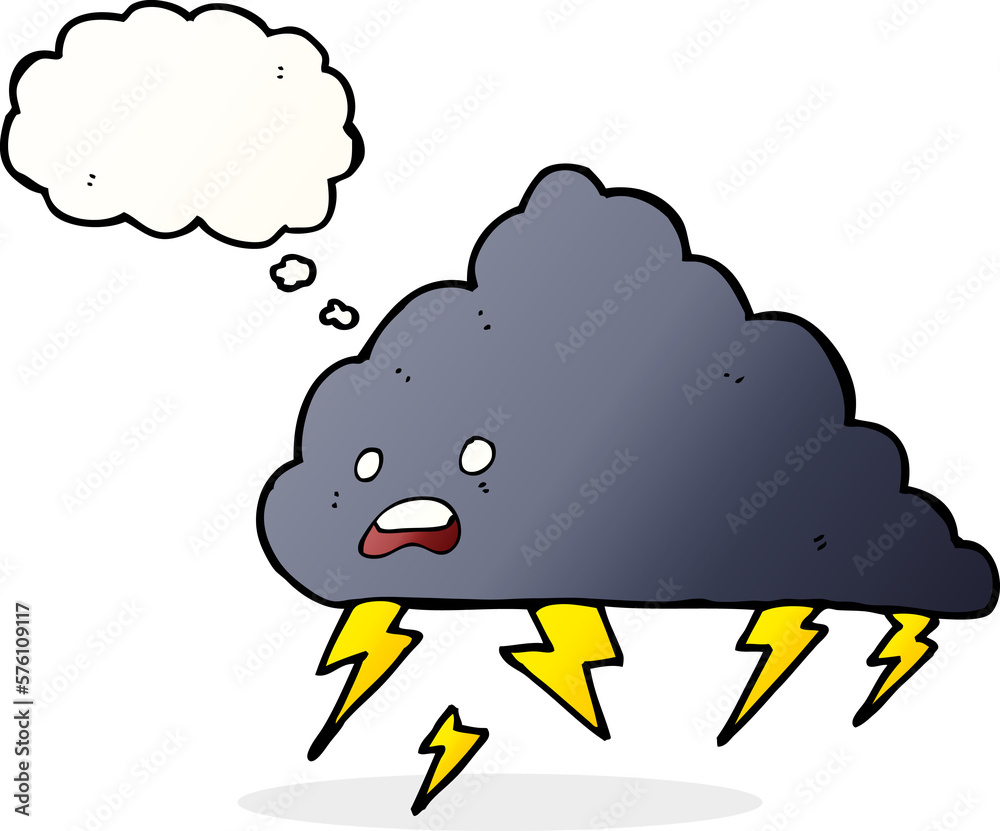 cartoon thundercloud with thought bubble cartoon thundercloud with thought bubble