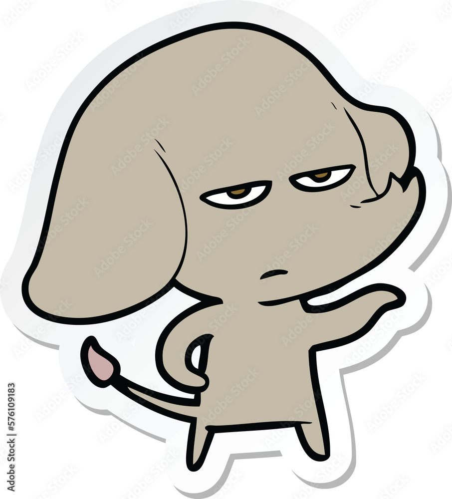 sticker of a annoyed cartoon elephant