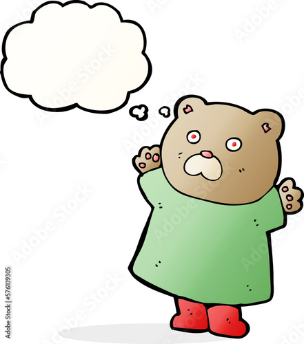 funny cartoon bear with thought bubble