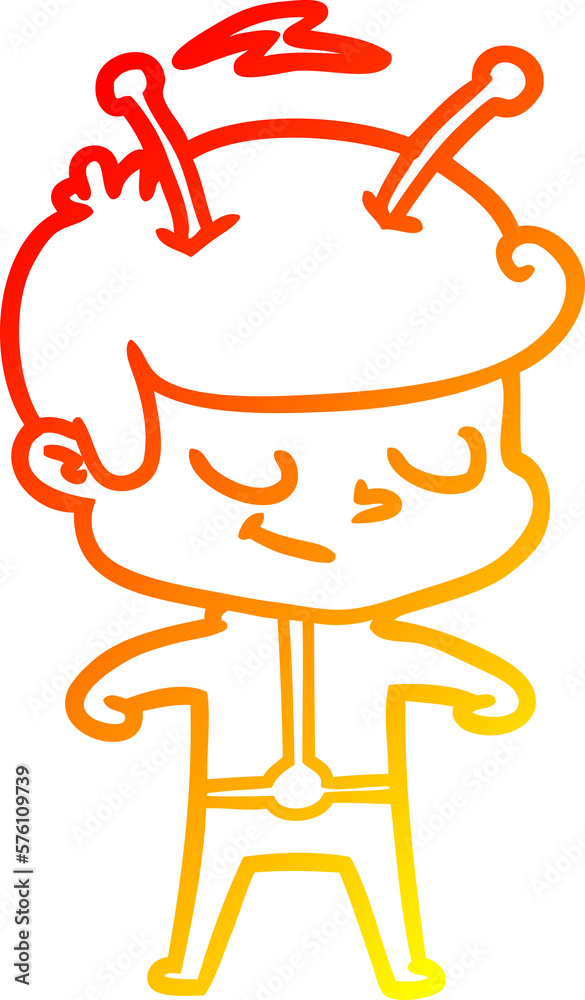 warm gradient line drawing friendly cartoon spaceman