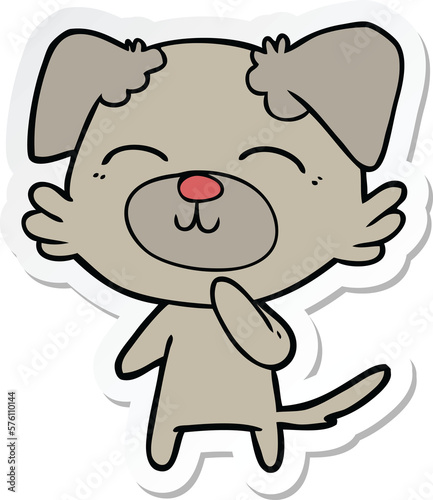 sticker of a cartoon dog thinking