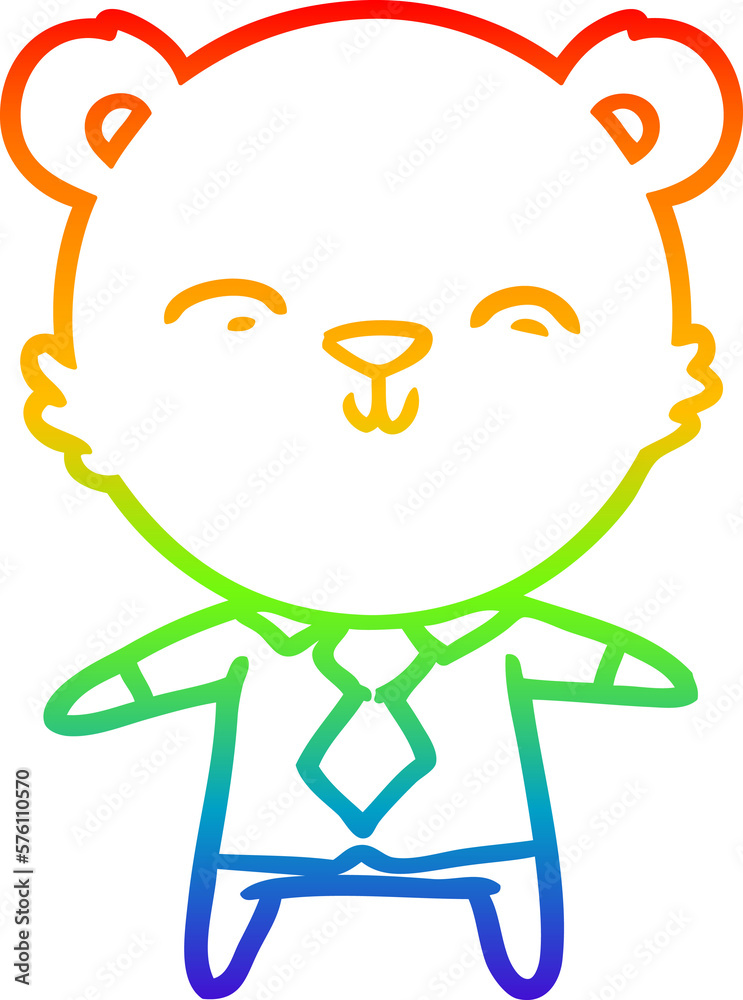 rainbow gradient line drawing happy cartoon polar bear office worker rainbow gradient line drawing happy cartoon polar bear office worker