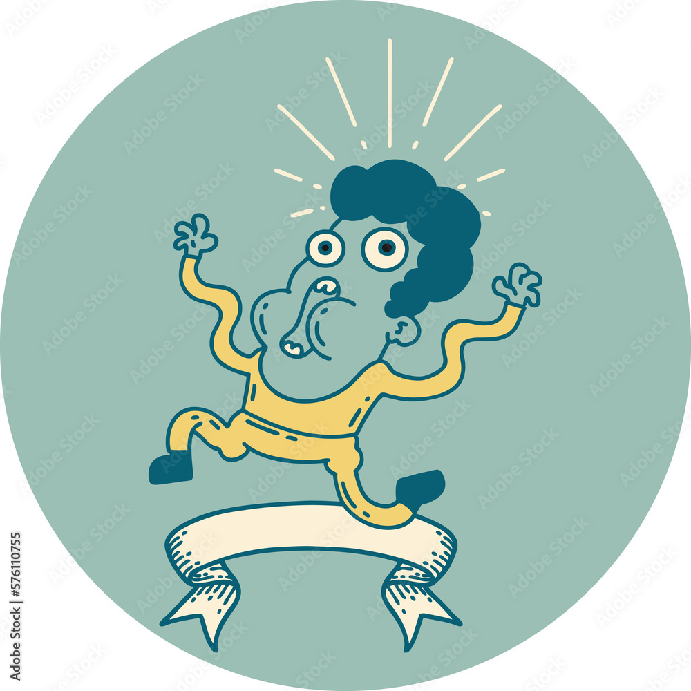 Naklejka premium icon of tattoo style frightened man