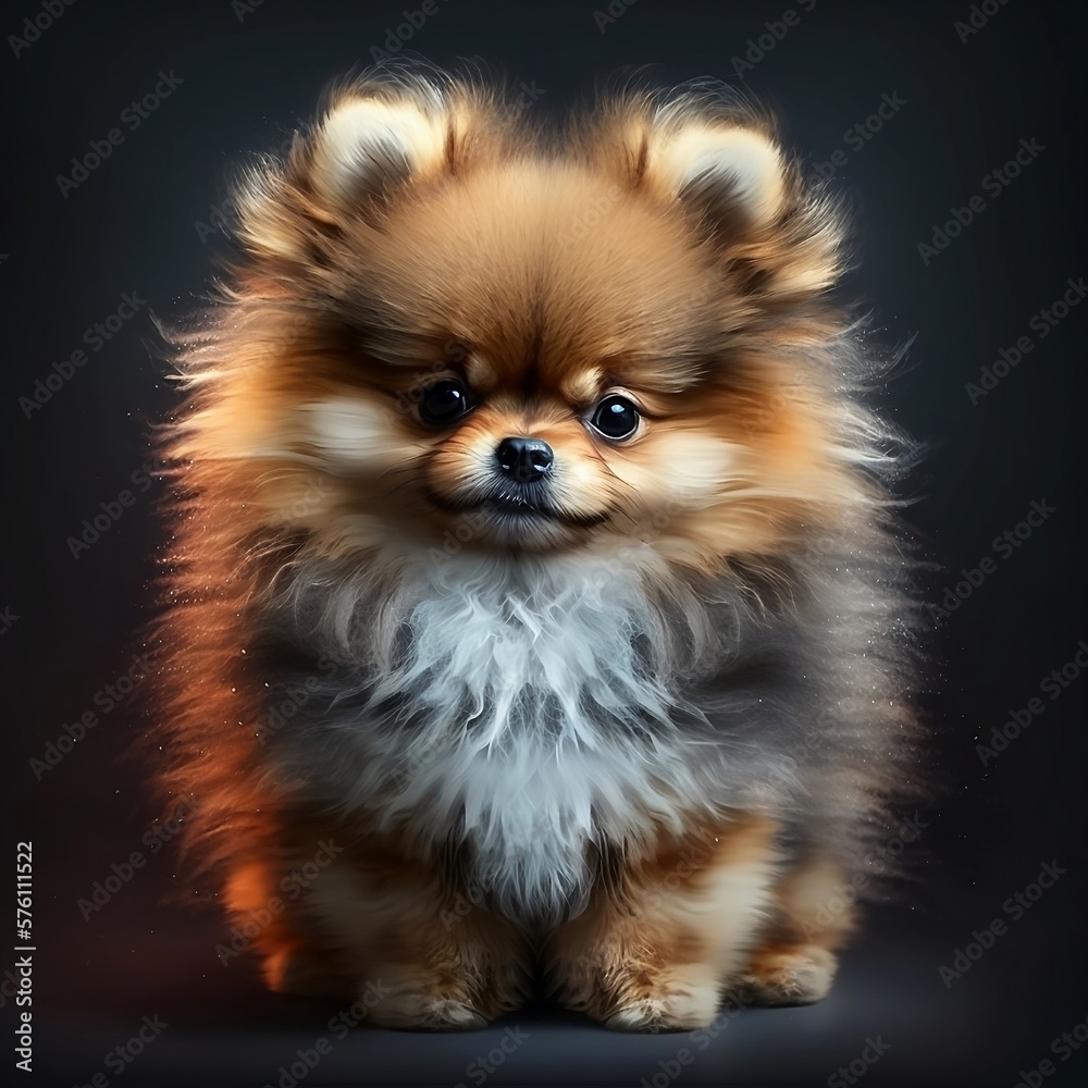 Dog on a black background. Created with generative AI technology. Dog on a black background. Created with generative AI technology.