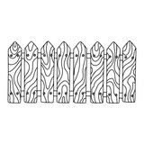 Wooden fence in hand drawn doodle sketch style. Vector illustration isolated on white background. Perfect for farm, happy easter themes.