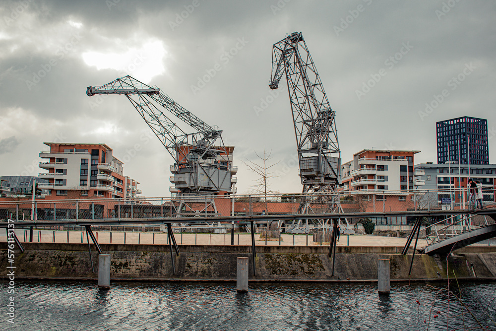 big cranes in the harbor