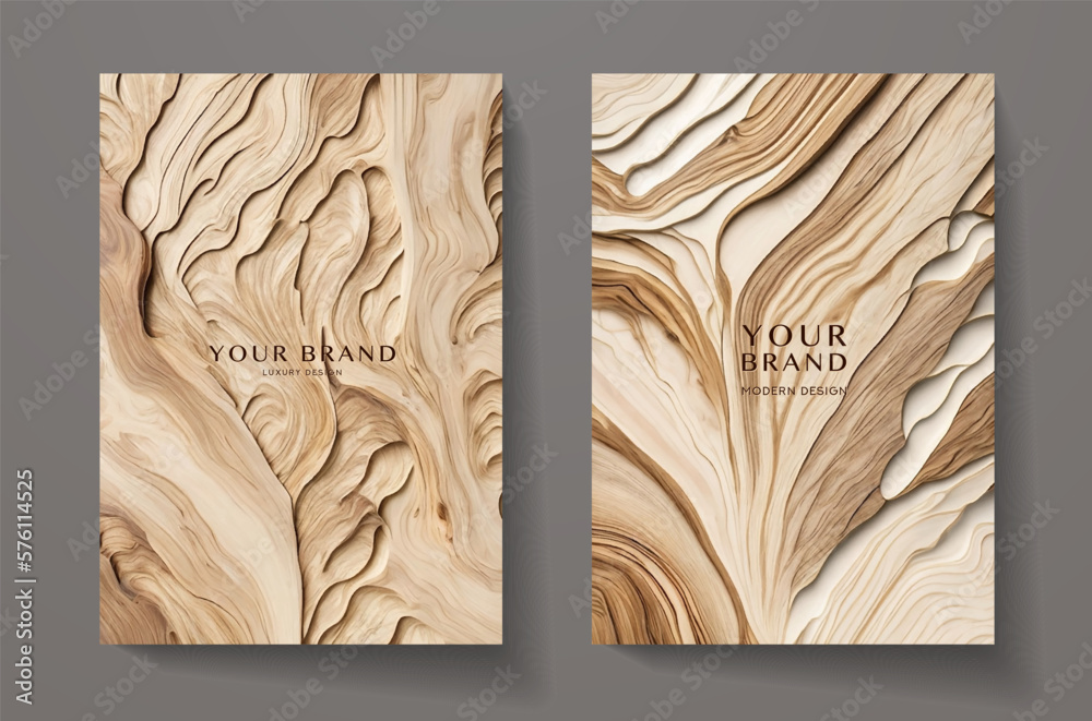 Wooden texture set (collection). Natural vector background with brown wood pattern for cover template, menu board, eco texture