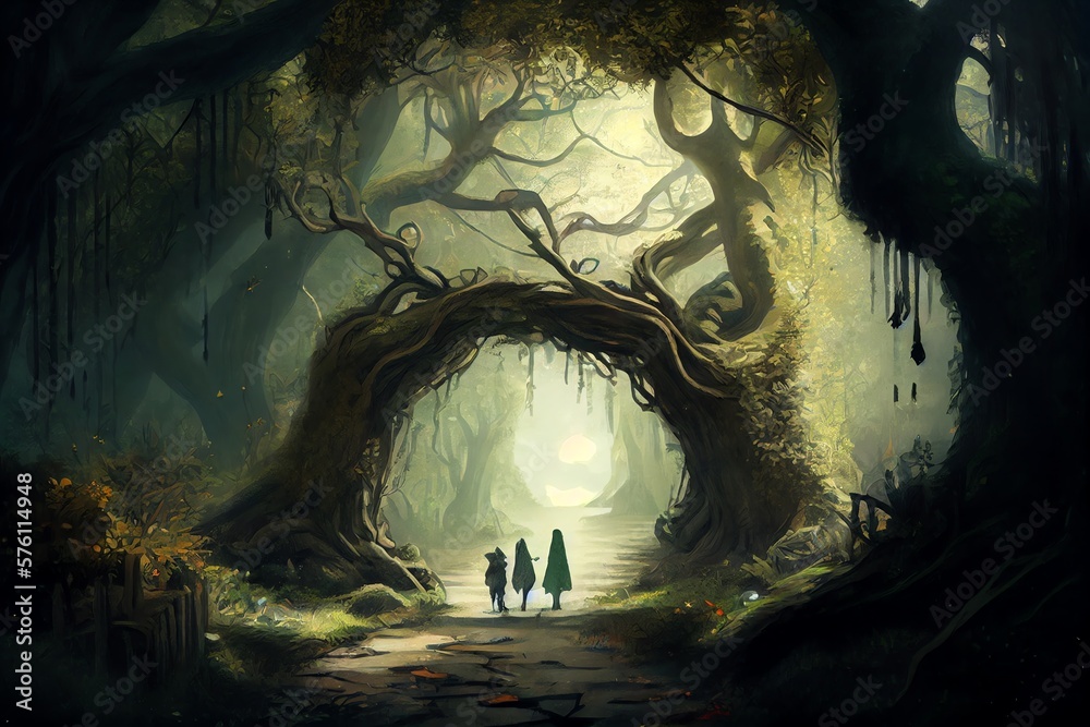 A Fairytale An Enchanted Forest, Fantasy, Epic, Tale, Vintage. Generative AI
