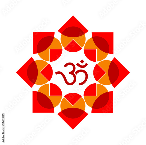 Hindu holy symbol OM with lotus icon. red lotus flower icon.