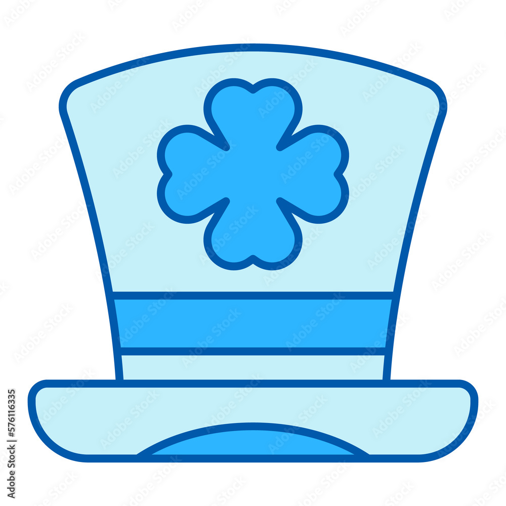 Top hat and clover leaf - icon, illustration on white background, similar style Top hat and clover leaf - icon, illustration on white background, similar style