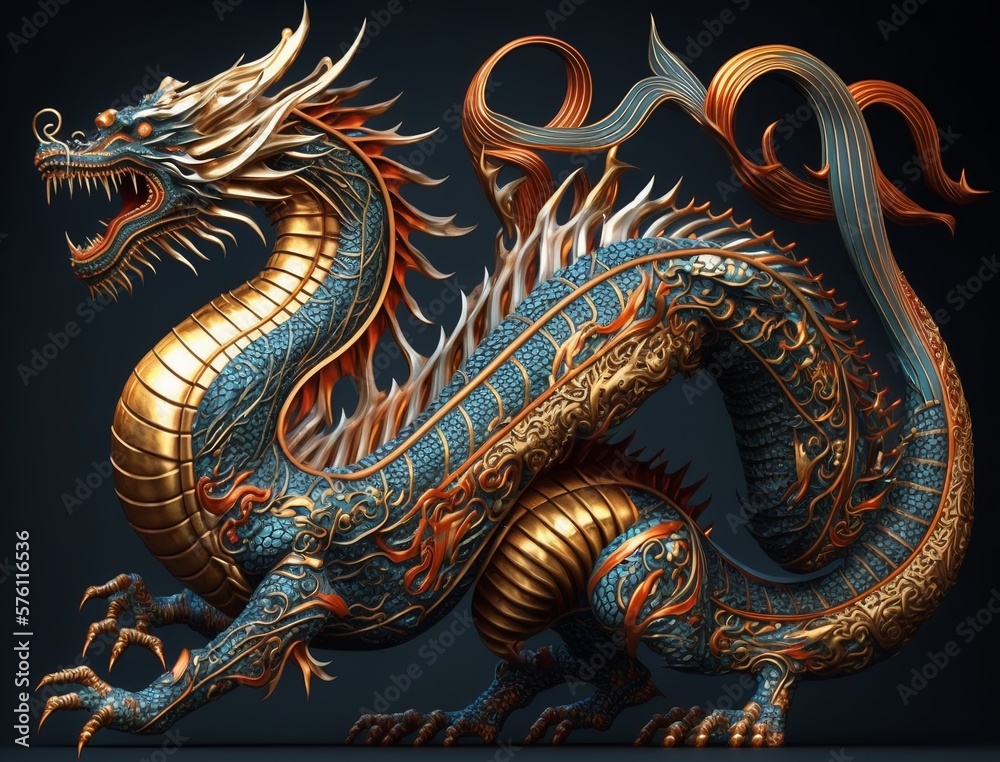 Fototapeta premium Dragon in art deco