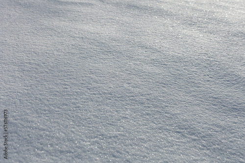 Texture of snow surface is closeup