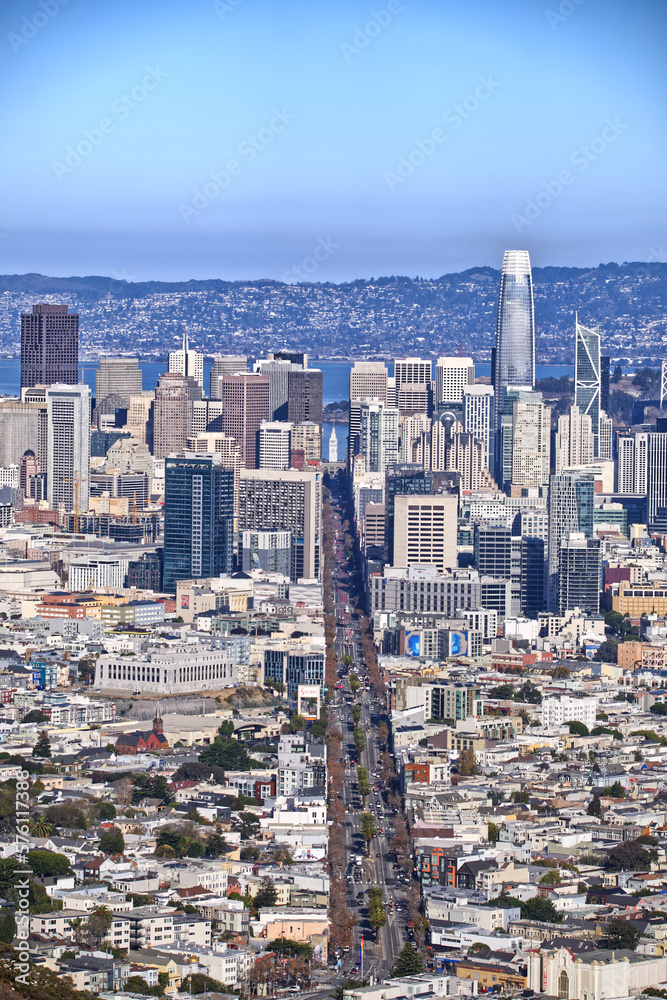 Obraz premium Panoramic view of San Francisco from Twin Peaks