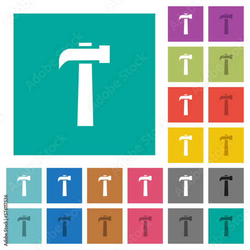 Old hammer square flat multi colored icons