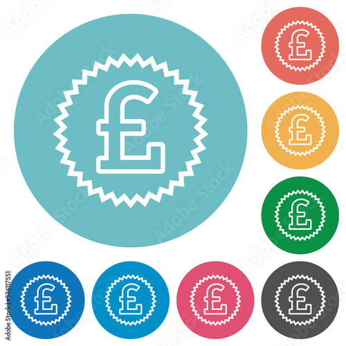 English Pound sticker alternate flat round icons