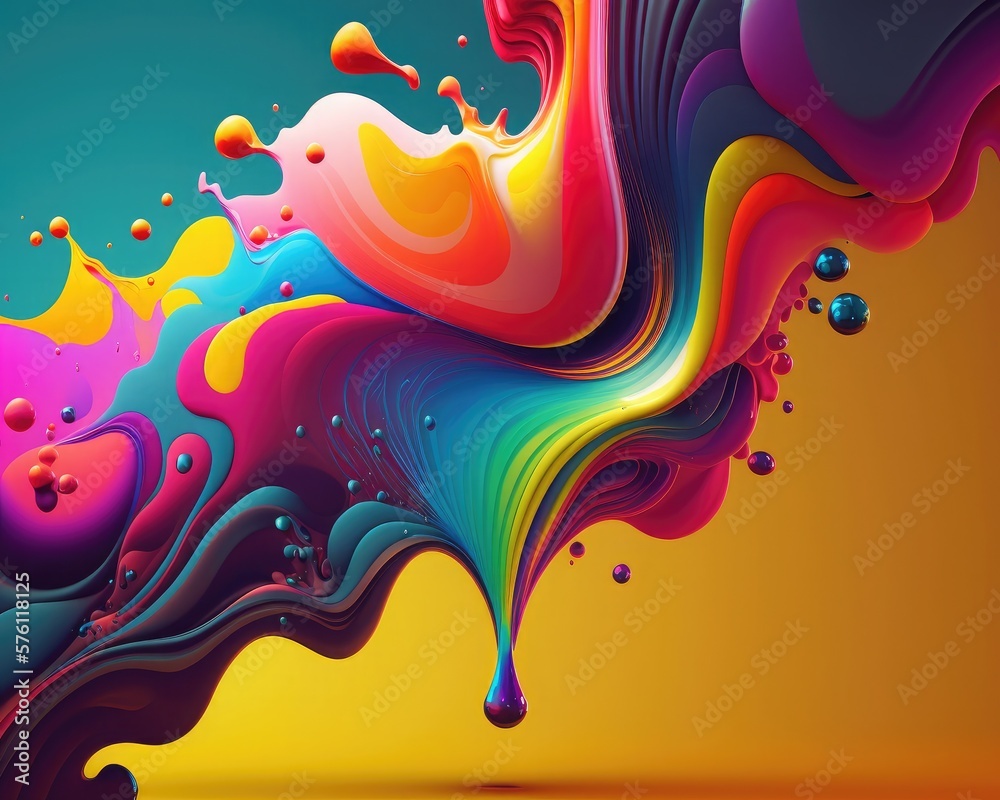 Obraz premium Abstract background with colorful paint waves. Generative AI