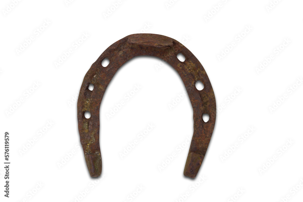 Lucky old horseshoe isolated on white. Horizontal St Patricks day theme poster, greeting cards, headers, website and app Lucky old horseshoe isolated on white. Horizontal St Patricks day theme poster, greeting cards, headers, website and app