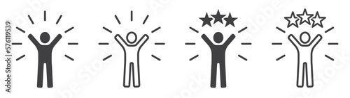 Set of self-confidence icons. Motivation symbol, life skills, self-confident and successful person. photo