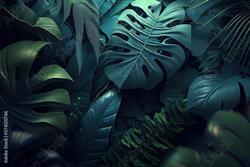 background with leaves created with Generative AI technology