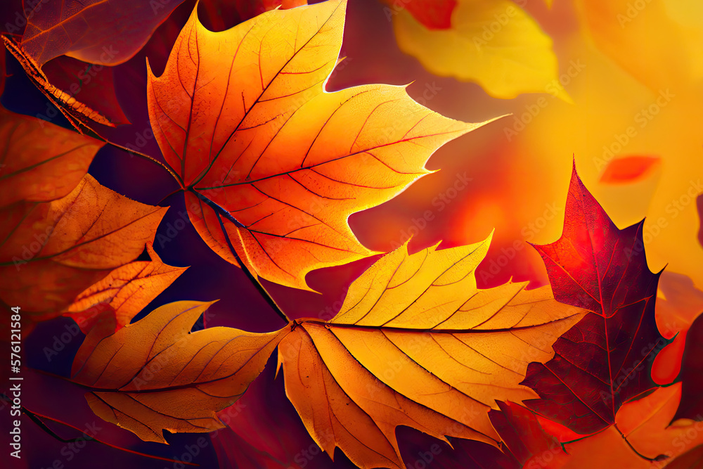 autumn leaves as theme created with Generative AI technology