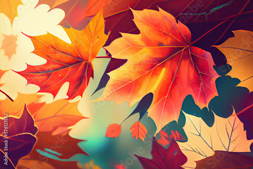 autumn leaves as theme created with Generative AI technology