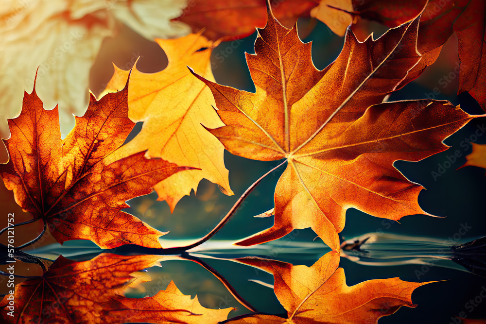Fototapeta premium autumn leaves as theme created with Generative AI technology