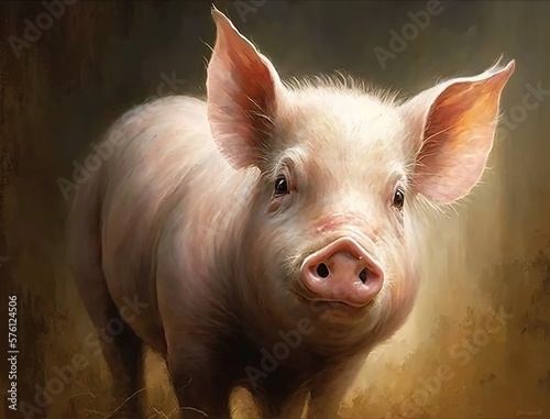 Pig oil painting © Emojibb.Family
