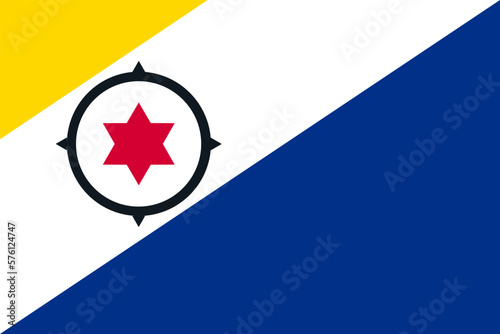 Bonaire flag vector illustration isolated. Dutch island in the Leeward Antilles in the Caribbean Sea. 
