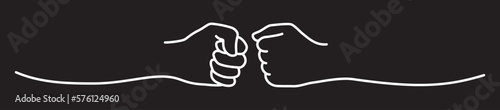Fist bumping banner hand drawn with single line