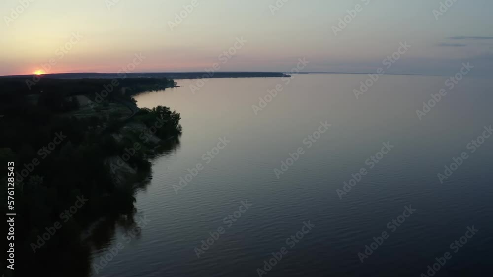 Aerial view of blue river, big blue lake Aerial view of blue river, big blue lake