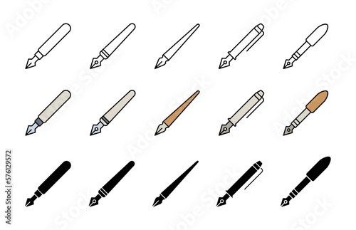 Pen nib icons. Pen tool icon collection. Nib write collection sign. EPS 10