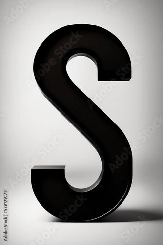 3d letter S black color with white background. Generative AI
